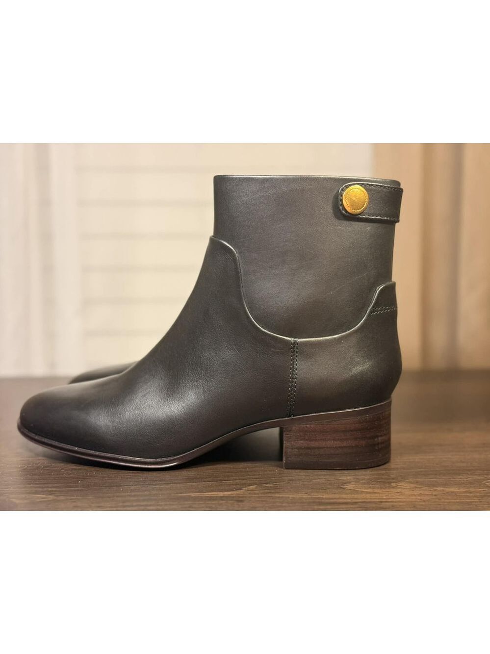 Franco Sarto Jessica Classic Retro Leather Block Heel Boots Booties 8.5 M BLACK - Picture 7 of 16